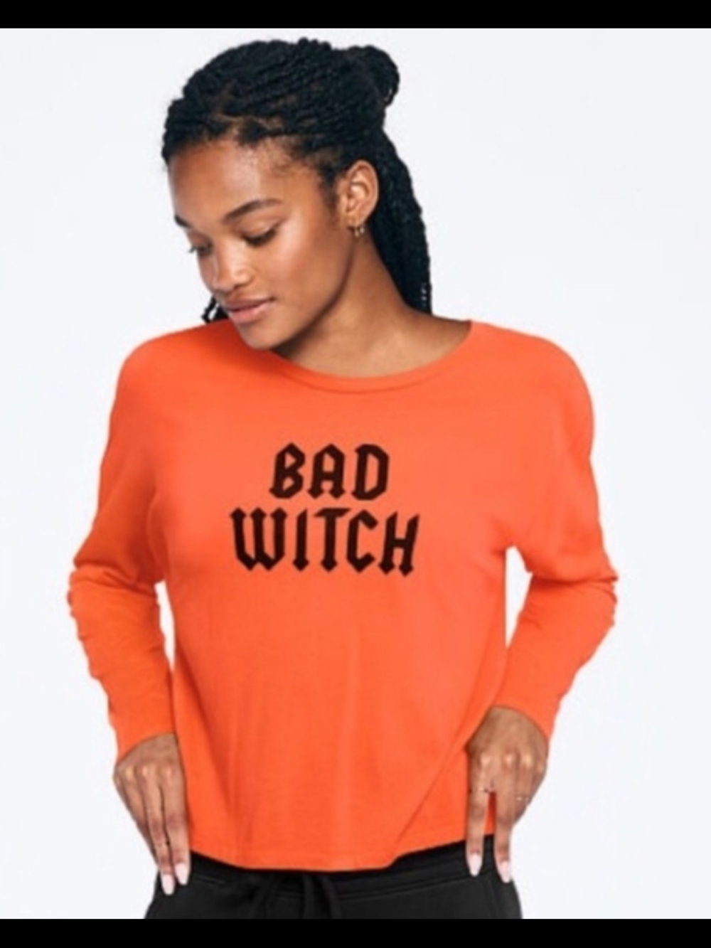 PINK Victoria's Secret Orange 'Bad Witch' Graphic Long Sleeve